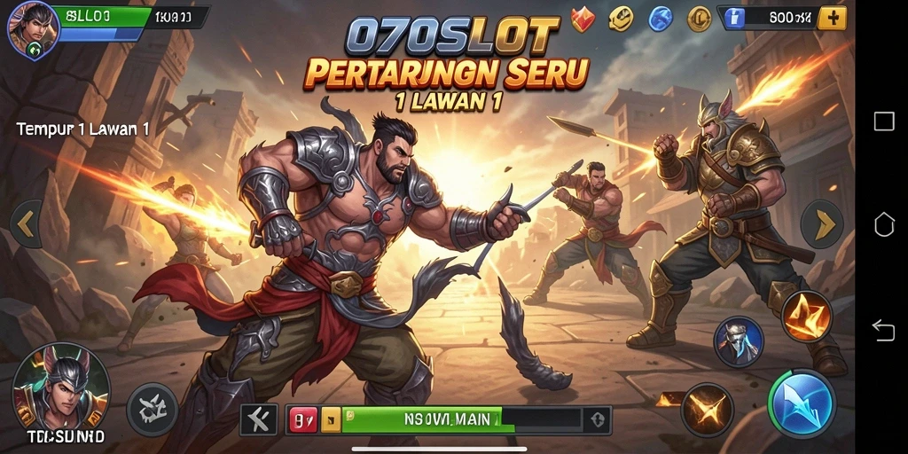 Antarmuka menarik dalam game Tempur 1 Lawan 1.