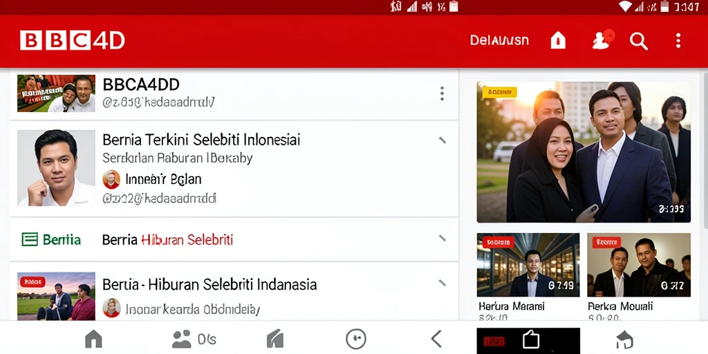 Tampilan antarmuka aplikasi berita hiburan selebriti.