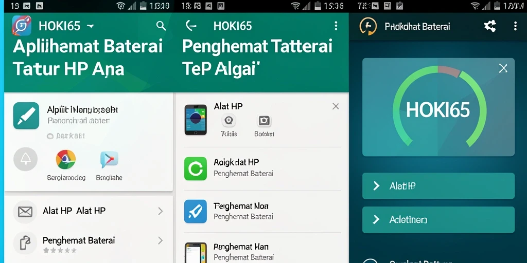 Antarmuka HOKI65 menunjukkan penghemat baterai yang efektif dan mudah digunakan.