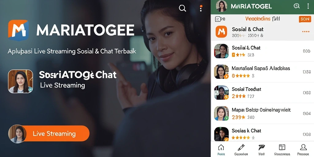 Antarmuka MARIATOGEL saat siaran langsung dengan interaksi pengguna.