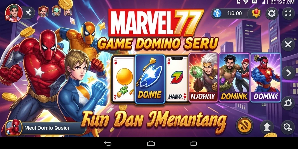 Antarmuka menarik dari permainan Domino MARVEL77 yang interaktif.