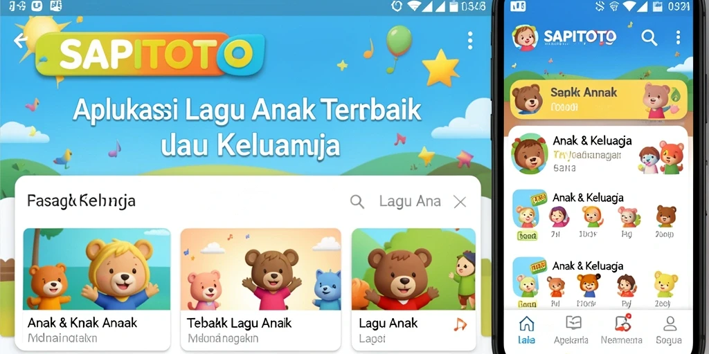 Tampilan antarmuka menarik dan user-friendly aplikasi Lagu Anak.